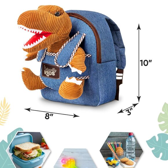 Naturally KIDS Toddler Backpack w/ Stuffed Dinosaur Toy - Picture 2 of 6